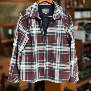 Plaid Shacket jacket Fleece lining Eddie Bauer multi colored jacket XXL